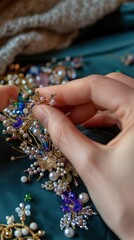 Handcrafting Jewelry with Beads, Pearls, and Crystals for DIY Artisanal Accessories on Fabric