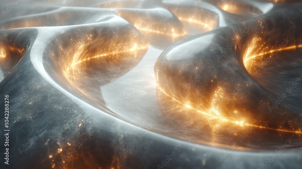 Aufkleber The composition showcases a striking abstract design with flowing curves and glowing lines, creating a mesmerizing effect against a dark backdrop that enhances its depth.