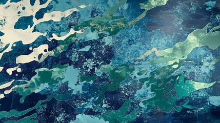 Dynamic Ocean Patterns with Abstract Fluid Waves and Hues