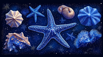 Connect the Dots to Draw Game Starfish Vector Illustration on White Background