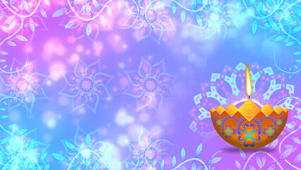 beautiful Diwali illustration in blue gradient colour