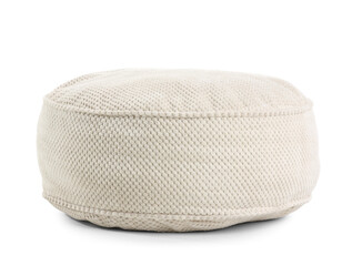 Comfortable soft big pouf on white background