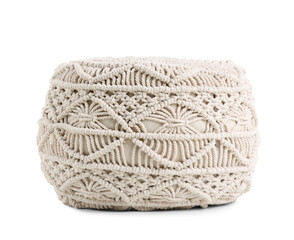 Comfortable soft pouf on white background