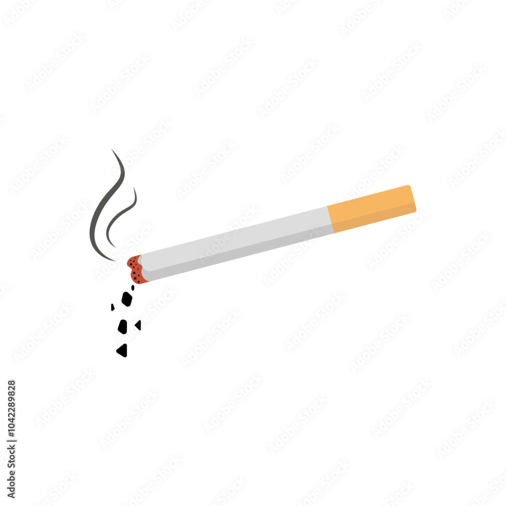 Poster cigarette vector icon. cigarette simple vector icon. smoldering cigarette. vector butt. cigarette da