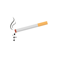 Cigarette vector icon. Cigarette simple vector icon. Smoldering cigarette. Vector butt. Cigarette damage vector icon.