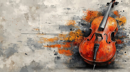 High-Quality Image of a Double Bass, Violin, Alto, and Cello String Instrument Walk