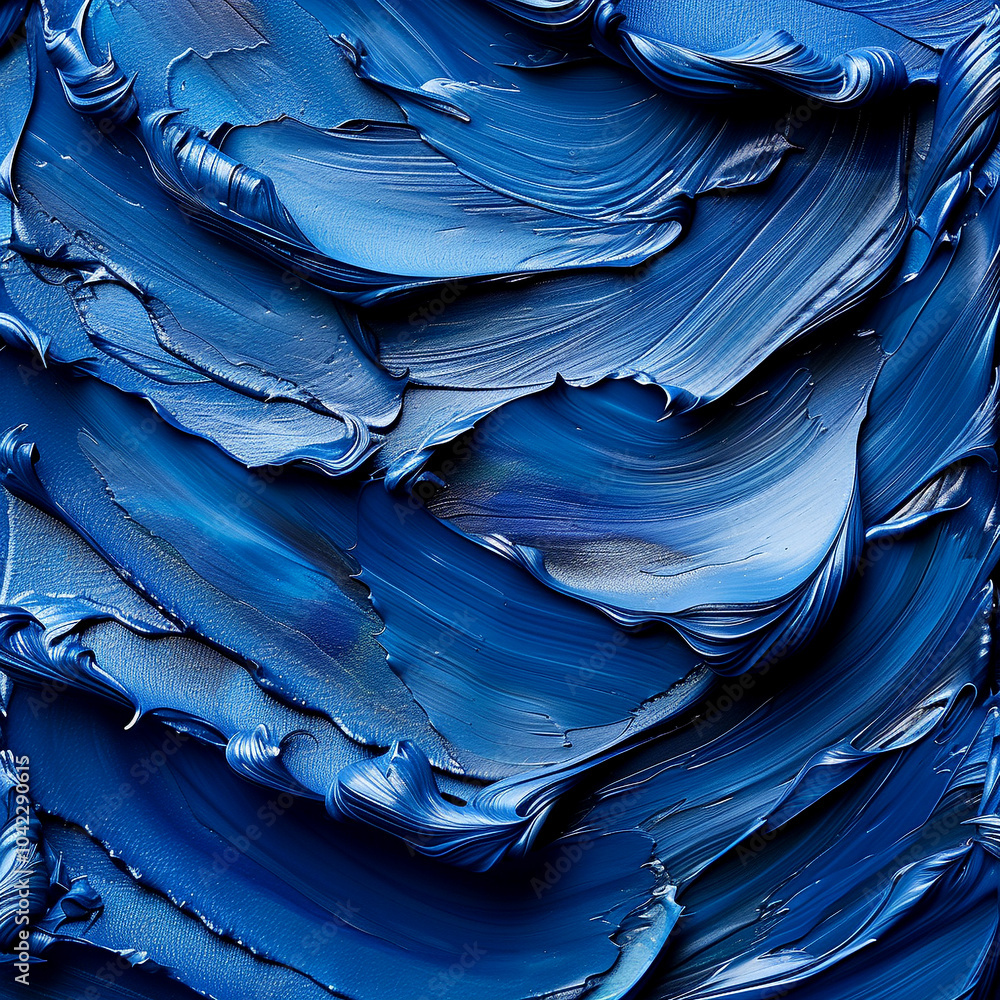 Poster vibrant blue paint swirls create a captivating abstract texture in dynamic layers