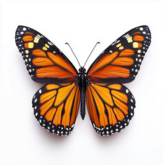 Fototapeta premium Top view of a monarch butterfly with vibrant orange wings
