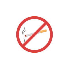 No smoking. A cigarette is a sign of prohibition. The place is non-smoking. Warning sign for smokers vector. Vector illustration.
