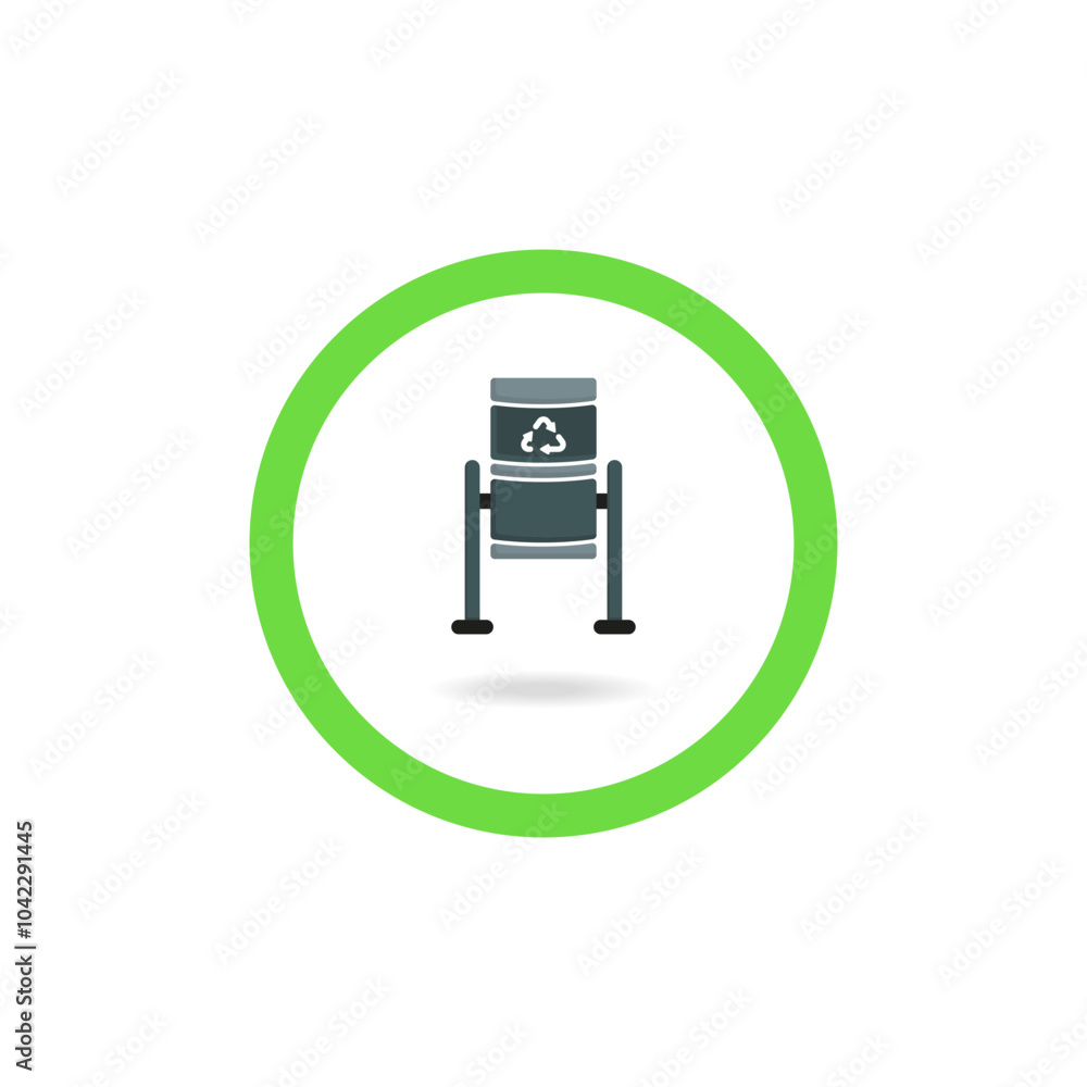 Poster trash can icon in a green circle. a place for throwing away garbage. permission to throw garbage int