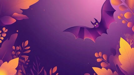 Naklejka premium Halloween banner with purple background and bat shape