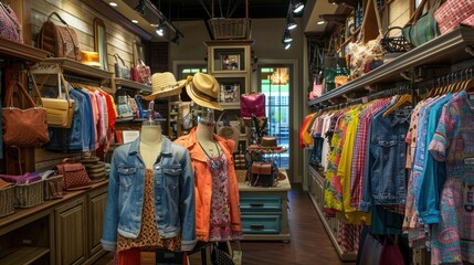 A Boutique Interior Displaying Fashionable Clothing