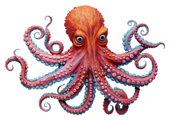 Obraz premium PNG Cute octopus in embroidery style animal invertebrate cephalopod.