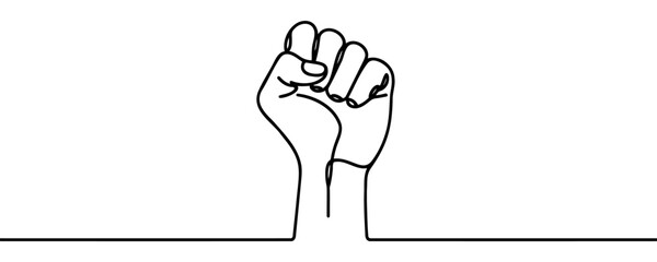 Fist up continuous line drawing design. Sign or symbol of hand gestures. One line draw of hand drawn style art doodle isolated on white background for family concept