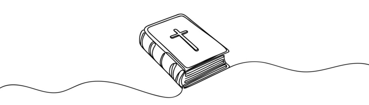 recommend clip art: Continuous one line drawing silhouette of Bible. Bible linear icon.. Vector illustration. Line art of Bible