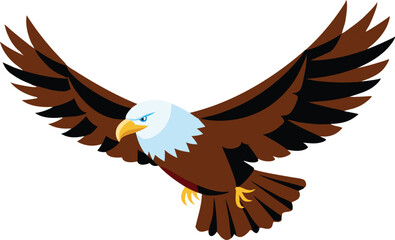 Obraz premium Bald eagle flying draw and paint on white background vector illustration.