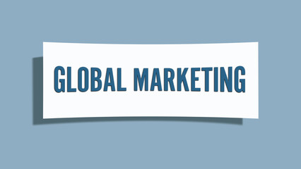 Global Marketing. A card isolated on blue background.