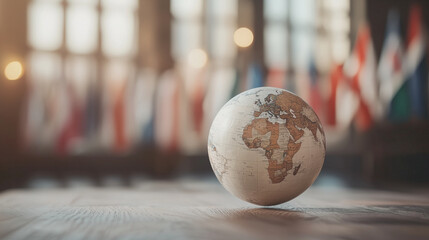 Globe with Country Flags Symbolizing Cultural Diversity and Unity