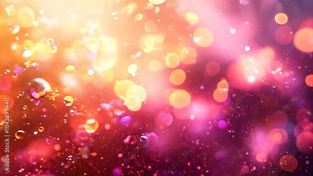 Poster six different colorful light bokeh backgrounds with particles floating from the bottom to the top. p