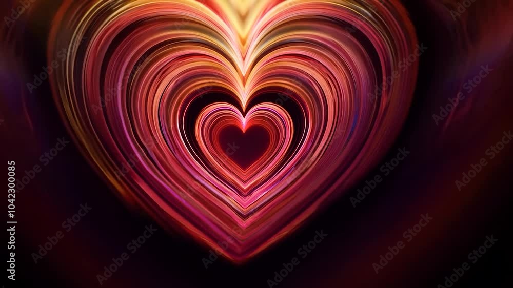 Aufkleber pulsing red and orange heart shapes create a captivating visual on a black background. ideal for val
