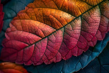 Obraz premium A close up photo of a colorful leaf