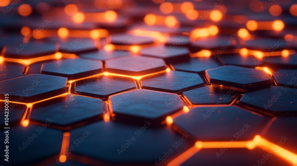 Aufkleber a striking arrangement of hexagonal shapes illuminated by warm orange light creates a captivating vi