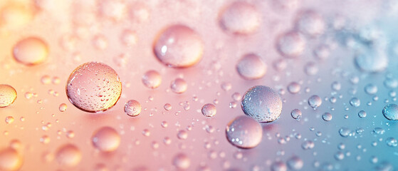 Abstract colorful water drops on light background, 3d render, Background wallpaper design