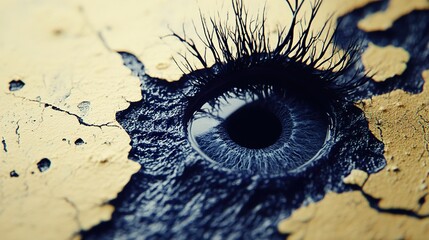 Abstract Eye with Gold Cracks - Surreal Digital Art