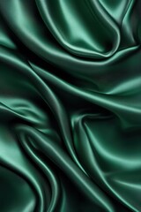 Fototapeta premium Luxurious dark green silk satin fabric with elegant folds and shiny texture, creating a rich and sophisticated background