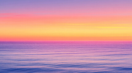 Vivid orange and purple sunset over calm ocean waters - perfect for summer vacation posters