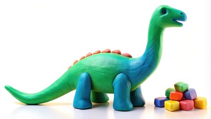 Fototapeta premium 3D play dough brachiosaurus sculpture on white background