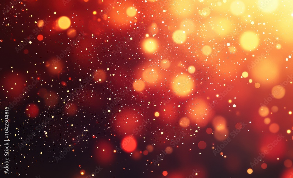 Aufkleber red bokeh background with golden stars and shimmering lights creating a festive and magical atmosphe