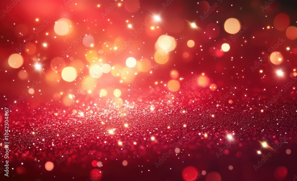 Poster stunning red background with bokeh lights and glitter creating a festive and magical atmosphere perf