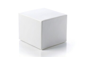 3D rendering of a long shot white cube blank box isolated on white background