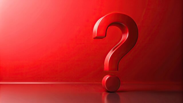 3D rendering of a red question mark on a vibrant red gradient background