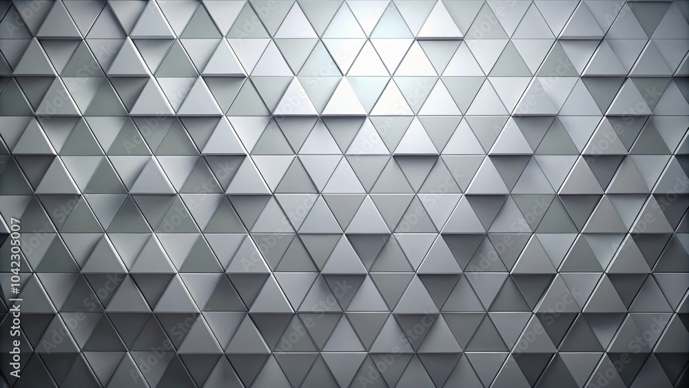 Poster 3d wide-angle render with gray simple triangle background