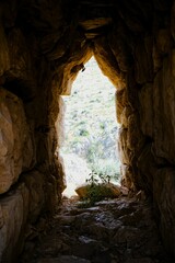 Steps to the cistern of Mycenae. Mycenae was a city-state in ancient Greece and played an important role in the Trojan War