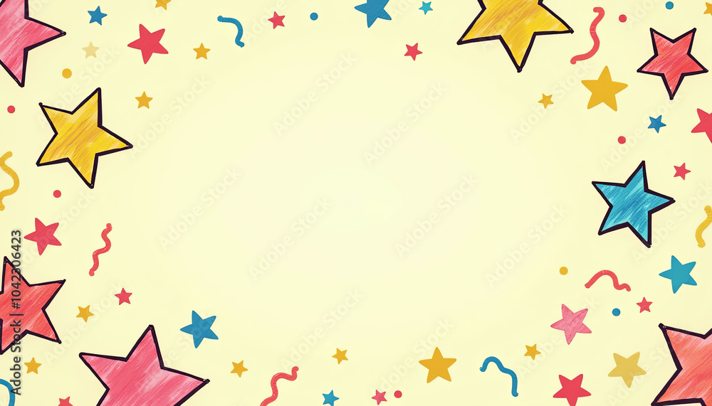 Poster a colorful background with a large star in the center and many smaller stars surrounding it. the bac