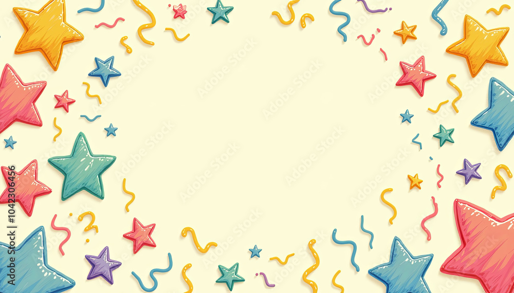 Poster a colorful background with a large star in the center and many smaller stars surrounding it. the bac