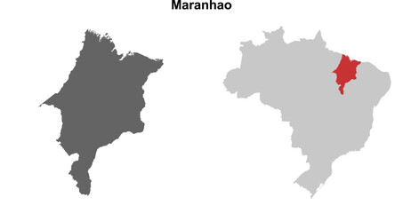 Obraz premium Maranhao state blank outline map set