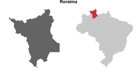 Fototapeta premium Roraima state blank outline map set