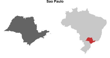 Sao Paulo state blank outline map set