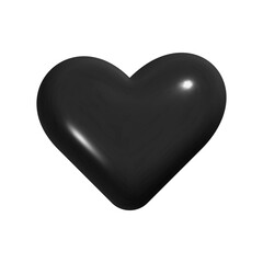 Black Heart Isolated 3d realistic vector illustration plastic shiny love symbol