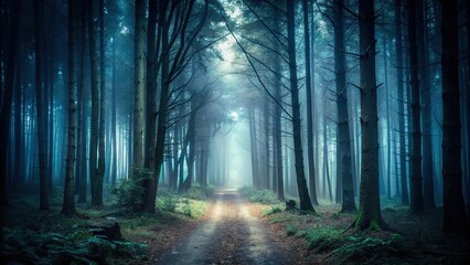 Dark and eerie forest with creepy vibe