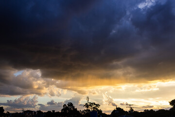 beautiful sky and clouds at sunset before the storm