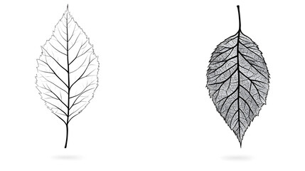 Fototapeta premium Intriguing Black and White Minimalist Tree Leaf Design with Cartographical Features for Logo Use