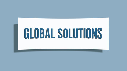 Global Solutions. A card isolated on blue background.