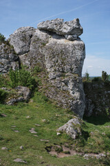 Limestone rocks. Polish Jura. Cracow-Czestochowa Upland. Beautiful panorama. Poland