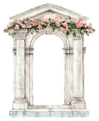 Naklejka premium PNG An ancient greek door with pink flowers art architecture blossom.