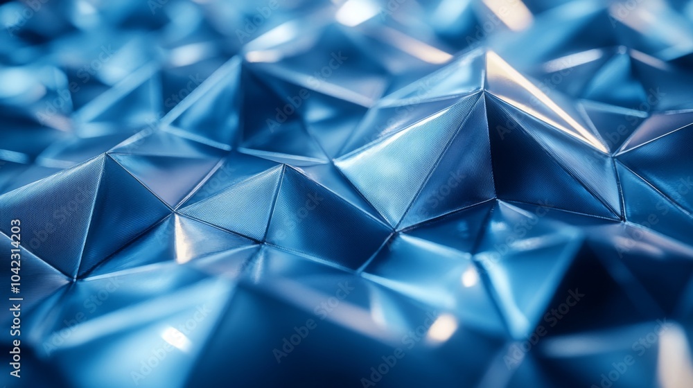 Aufkleber A detailed view of a textured blue surface showcases intricate triangular shapes that create a dynamic interplay of light and shadow, enhancing its visual appeal.